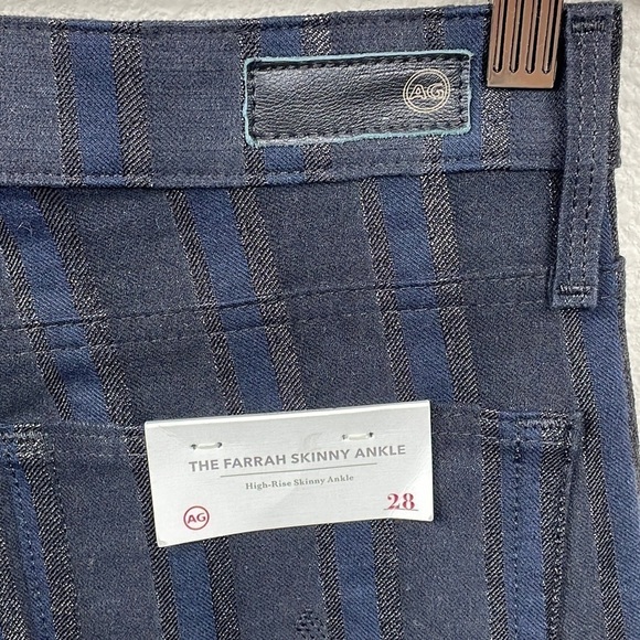 NWT AG Adriano Goldschmied Farrah Skinny Ankle Metallic Stripe Jeans HR 28 - Picture 11 of 15
